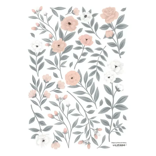 Lilipinso Wandsticker A3 zarte Blumen rosa weiß