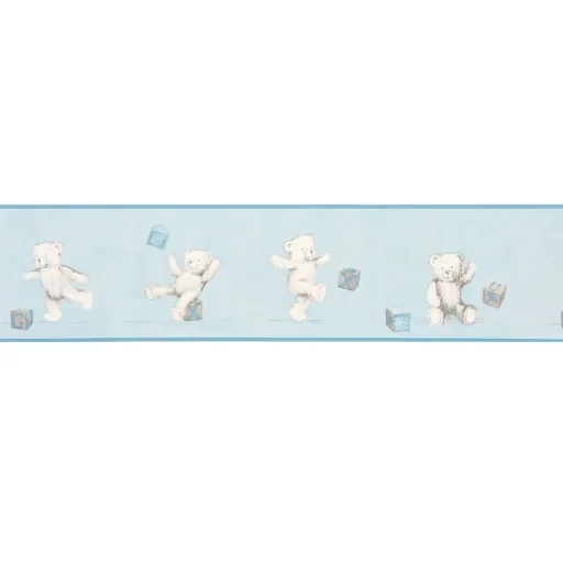 Casadeco Douce Nuit Bordüre Teddybär grau blau