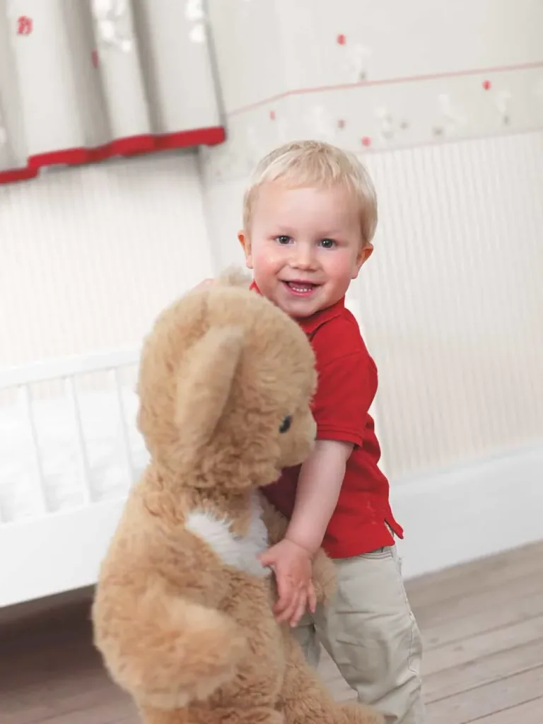 Casadeco Douce Nuit Bordüre Teddybär grau blau