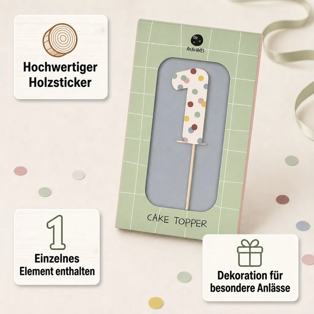 Ava & Yves Cake Topper Zahl "1"