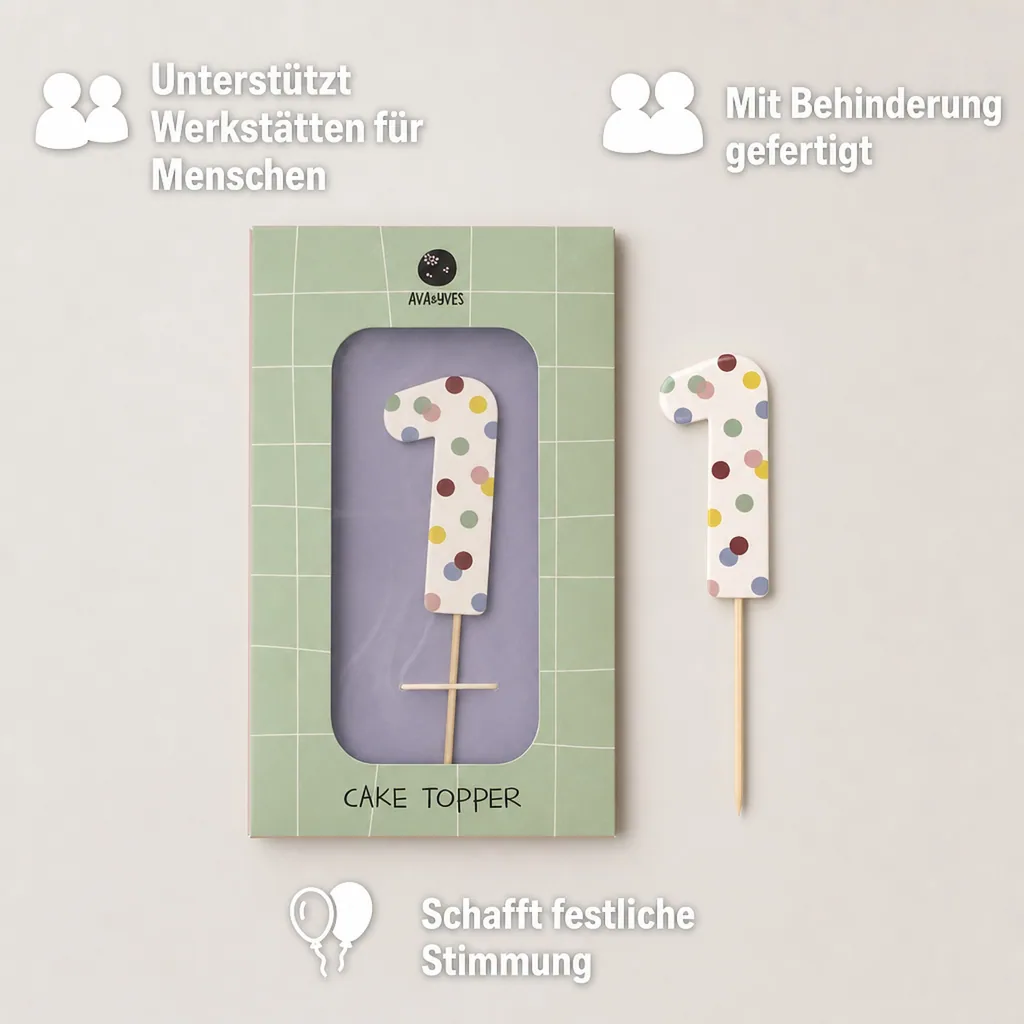 Ava & Yves Cake Topper Zahl "1"