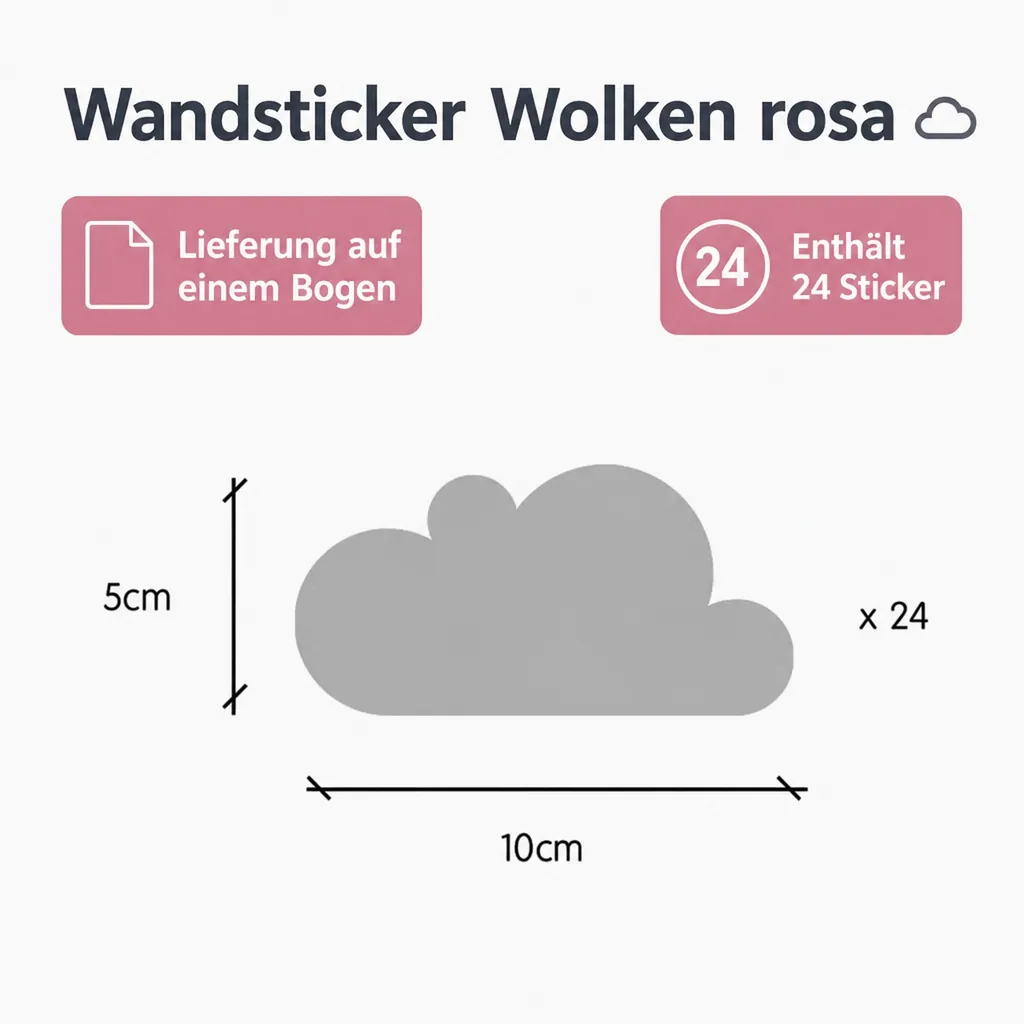 tresxics Wandsticker Wolken rosa