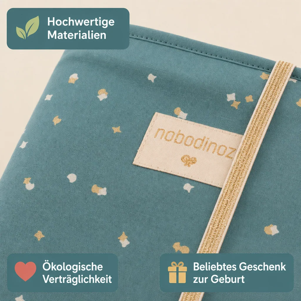 Nobodinoz U-Heft Hülle "Poema" goldenes Konfetti grün