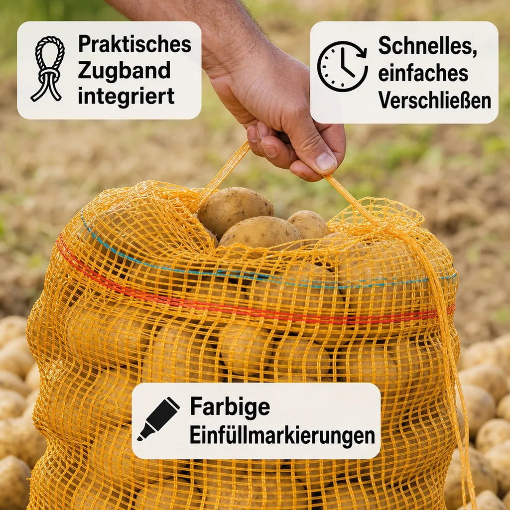 Raschelsäcke Goldgelb, 31x50 cm, 100 Stück, mit Zugband, Verpackungssäcke