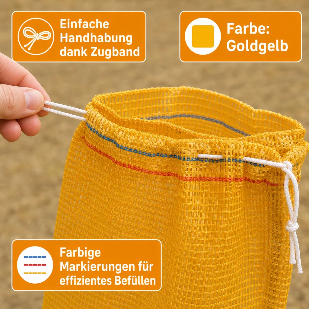 Raschelsäcke mit Zugband, goldgelb, 41 x 63 cm