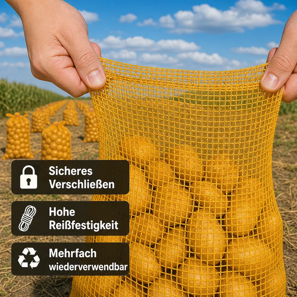 Raschelsäcke, 100 Stück, goldgelb, 41x63 cm, mit Zugband