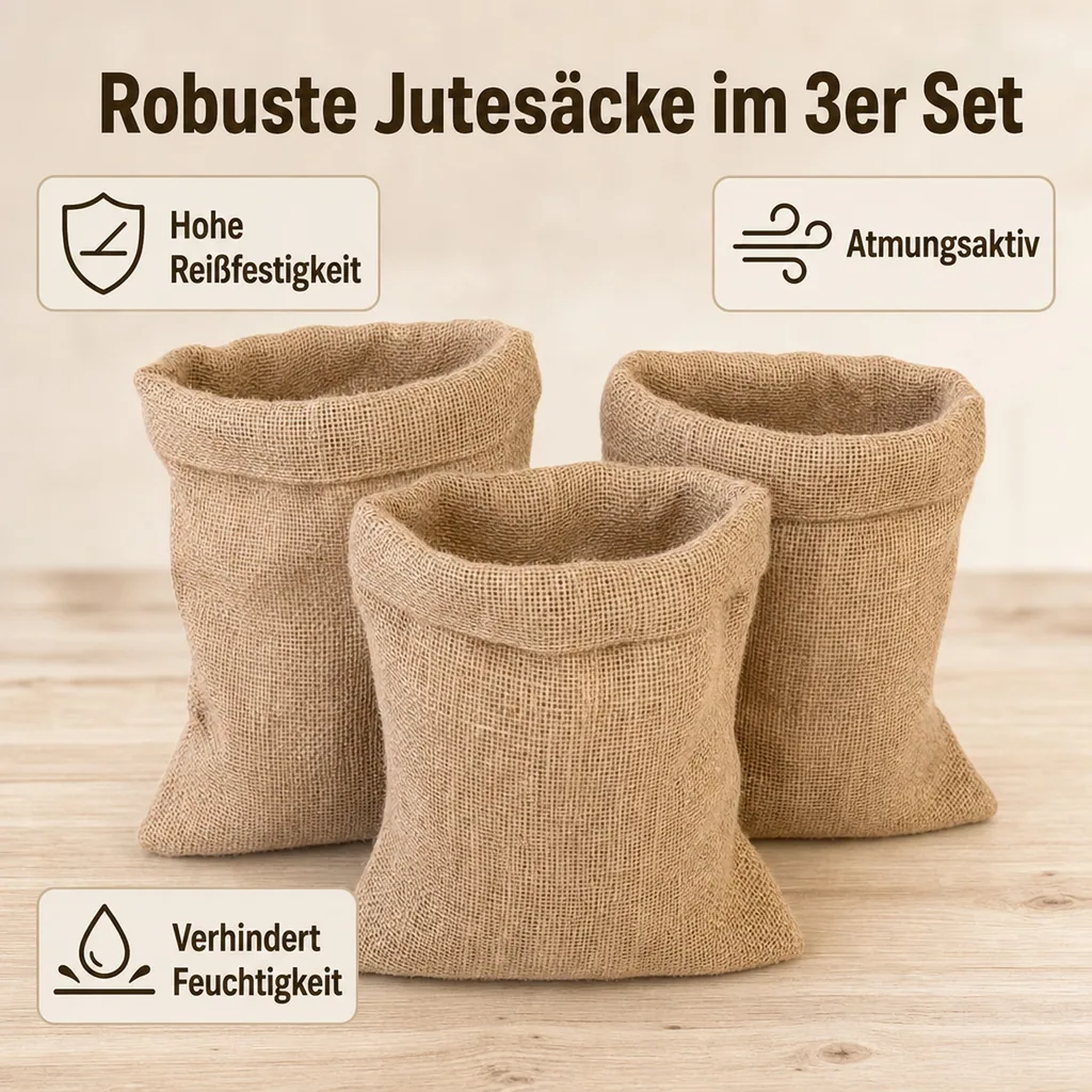 Jutesäcke 3er Set, 60x100, Gartensäcke, Sackleinen