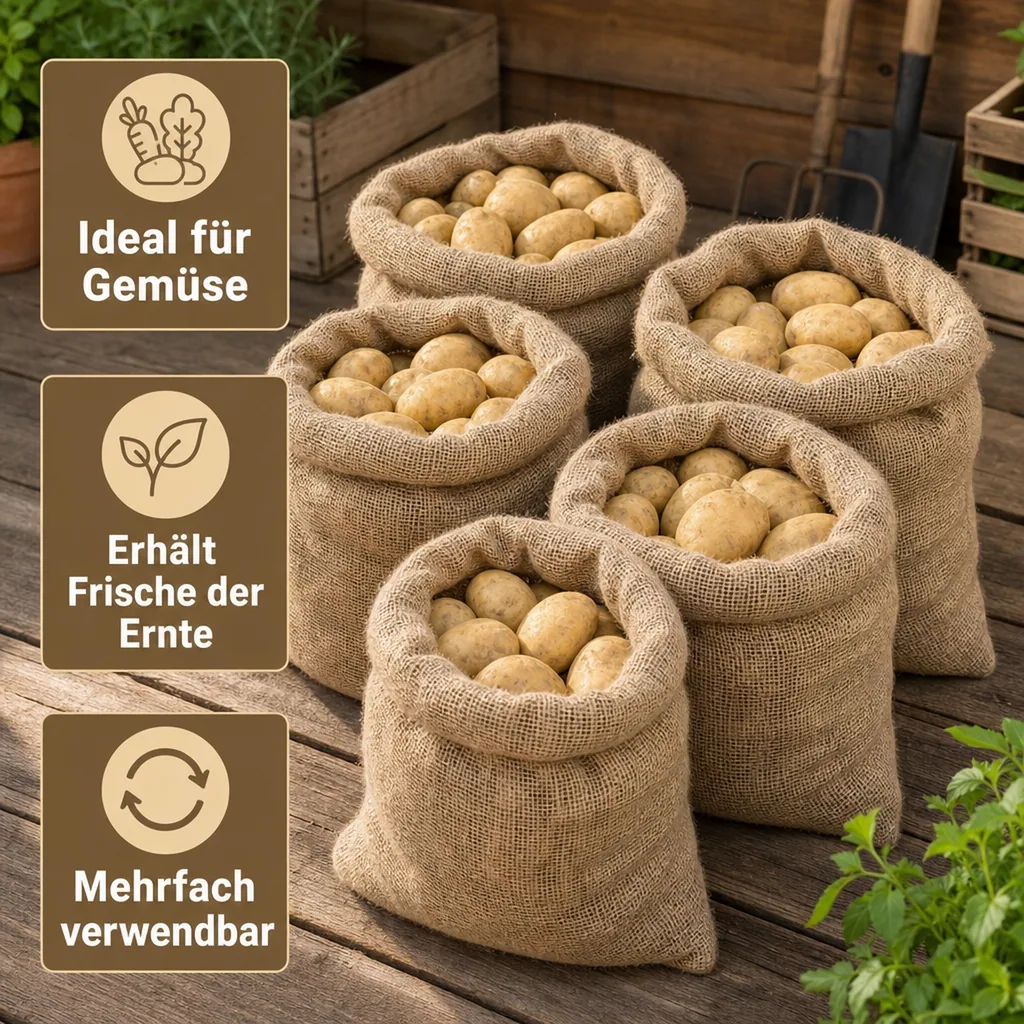 Jutesäcke 5er Pack, 60x100 cm, Gartensäcke H320 Qualität