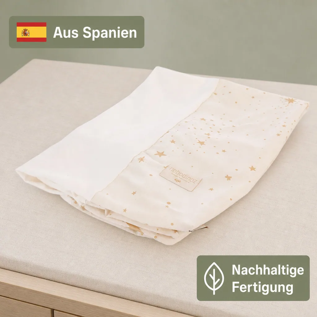 Nobodinoz Wickelauflagenbezug - Calma, goldene Sterne natur