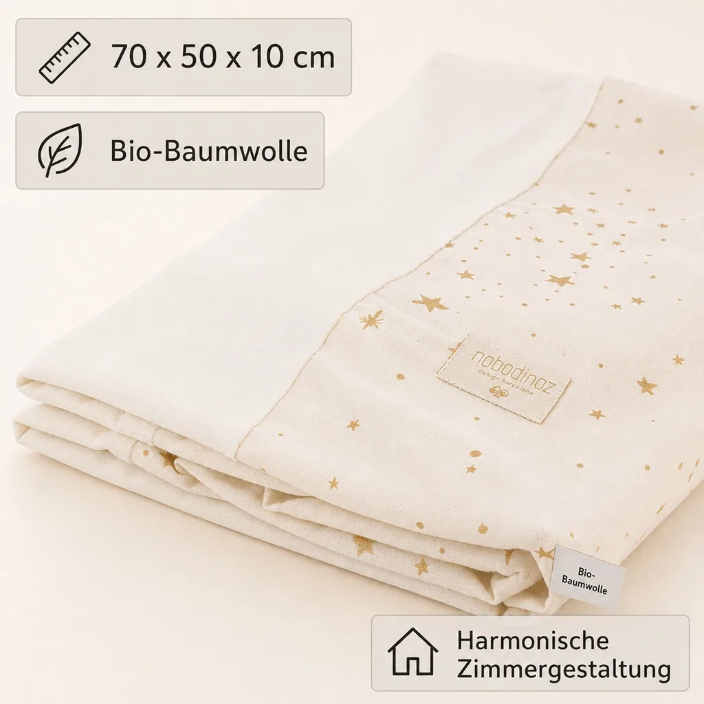 Nobodinoz Wickelauflagenbezug - Calma, goldene Sterne natur