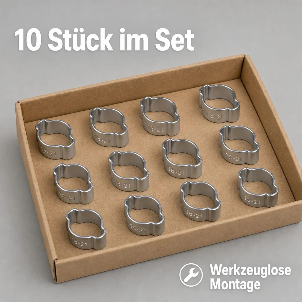 10 Stück W1 2 Ohr Schellen Klemmschellen 18-21mm