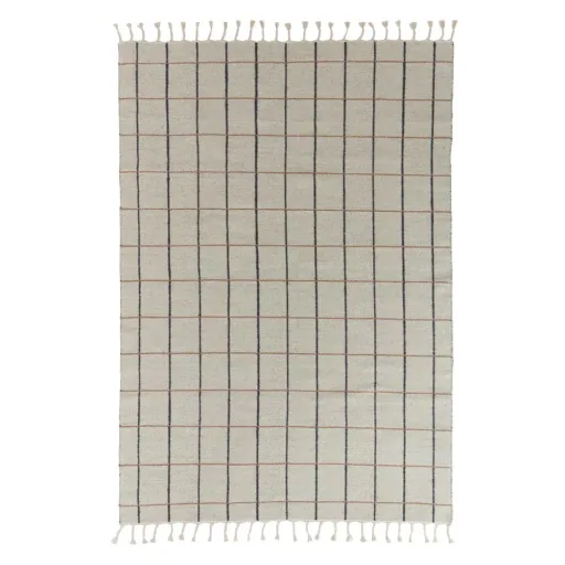 OYOY Kinderteppich Grid anthrazit/creme