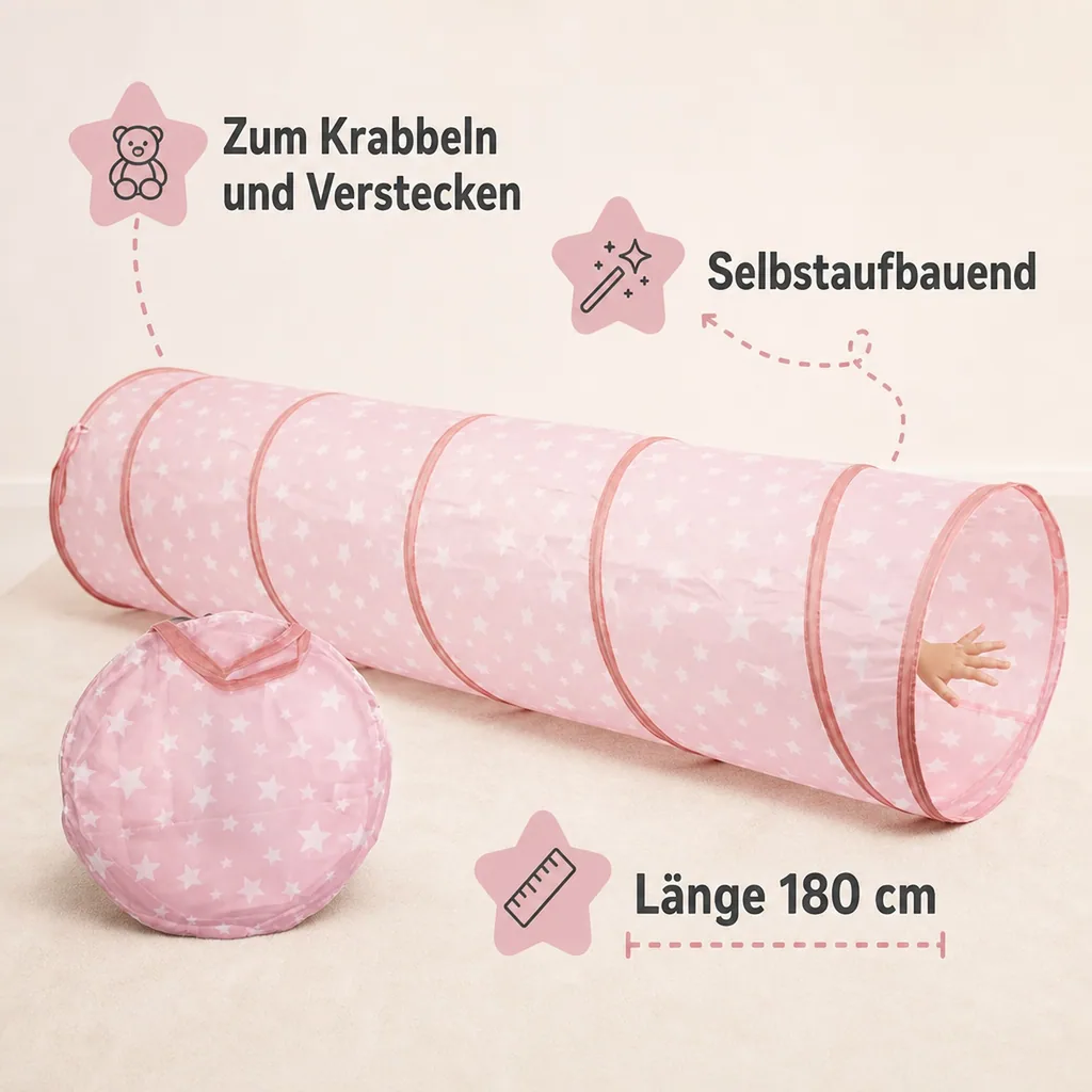 Kids Concept Spieltunnel Sterne rosa