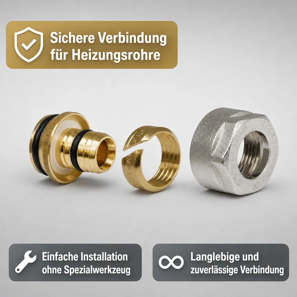 Klemmringverschraubung 16x2, Eurokonus 3/4 Zoll, Heizung