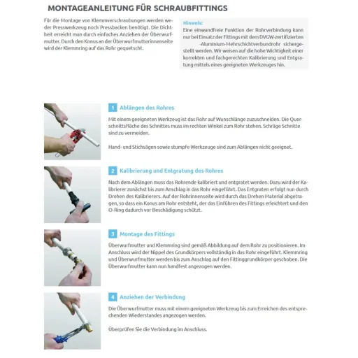 Eurokonus Klemmringverschraubung 17mm, Heizung, mit Mutter