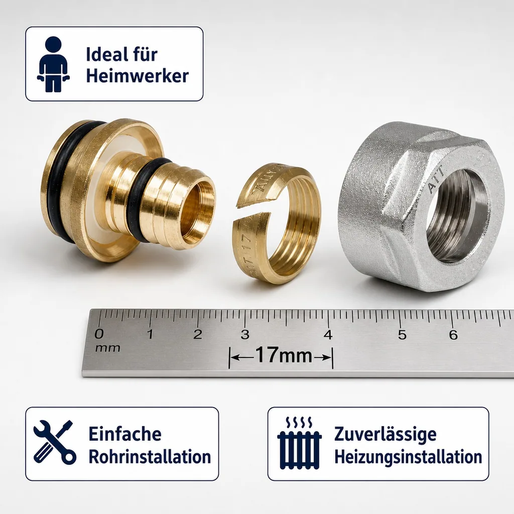Eurokonus Klemmringverschraubung 17mm, Heizung, mit Mutter