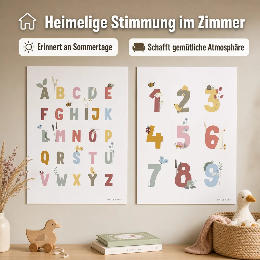 Little Dutch Poster ABC & Zahlen rosa "Little Goose"  zweiseitig