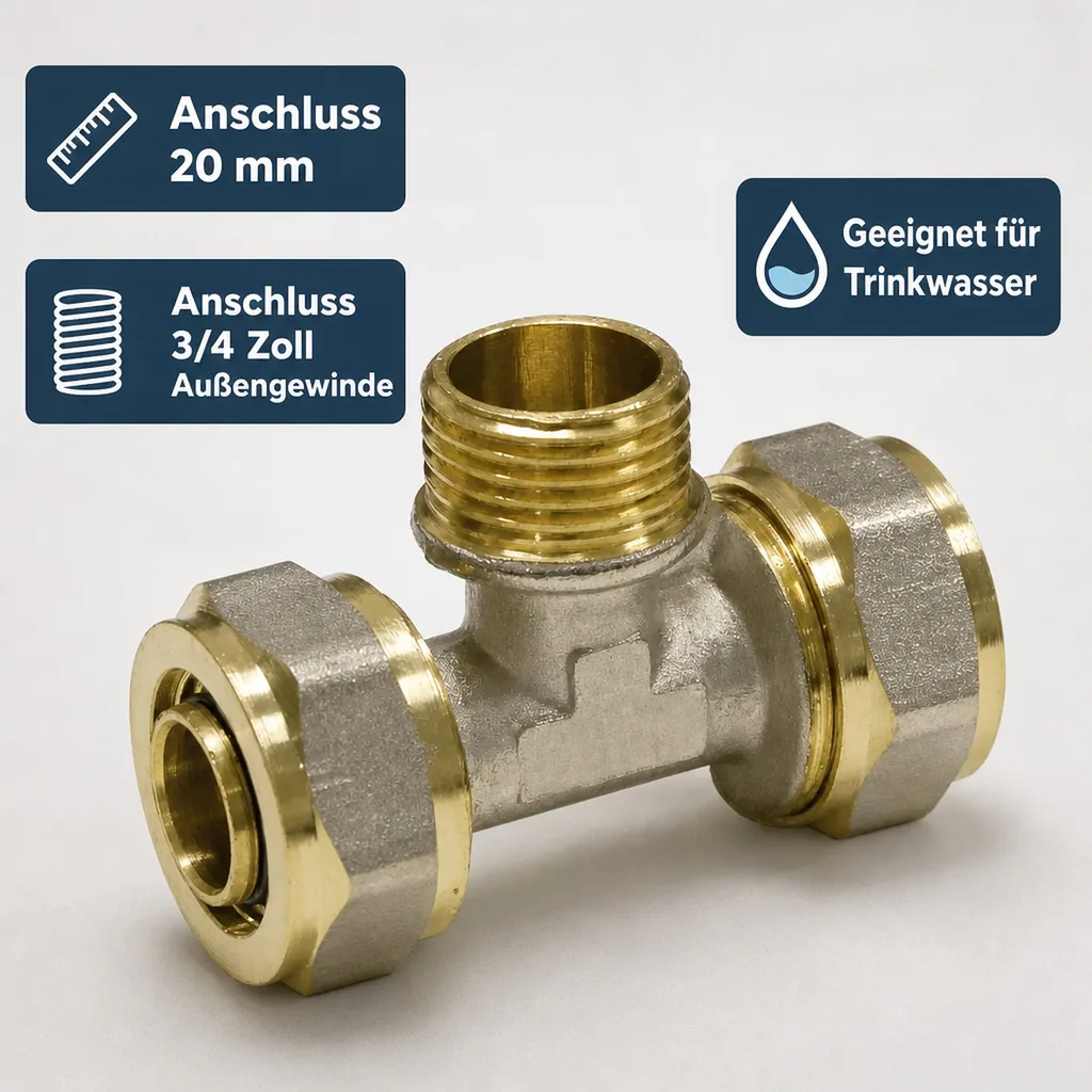Schraubfitting T-Stück, 20mm, Außengewinde