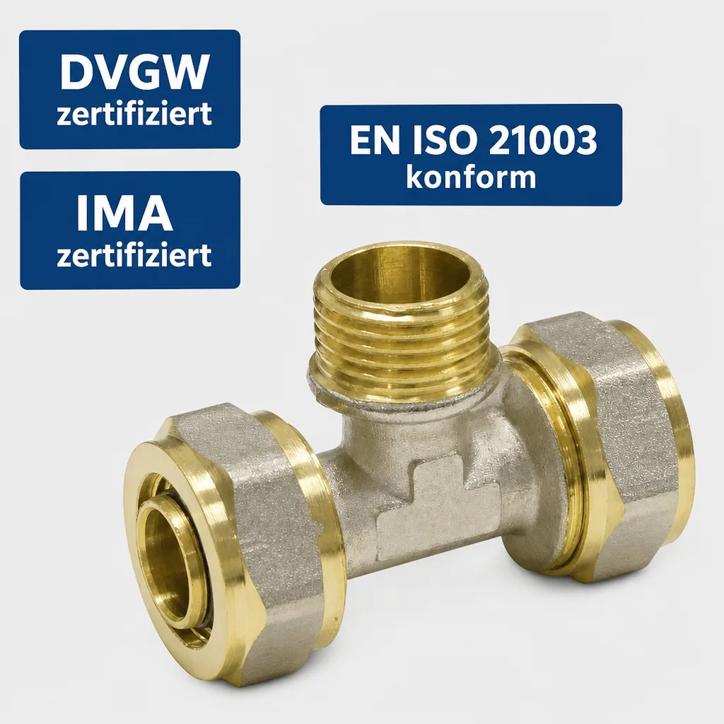 Schraubfitting T-Stück 26 x 3, 1 Zoll AG, Verbinder für Trinkwasser