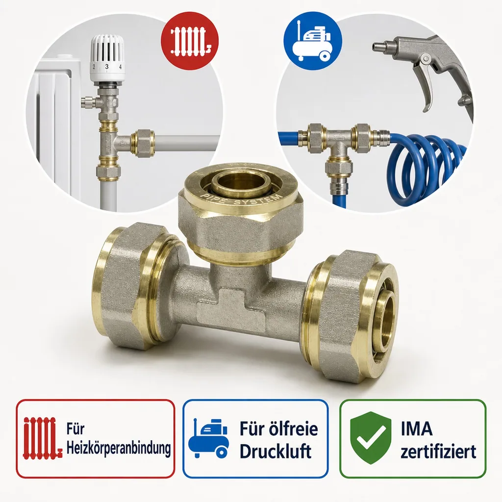 Schraubfitting T-Stück Mitte reduziert 20 x 2 - 16 x 2 - 20 x 2