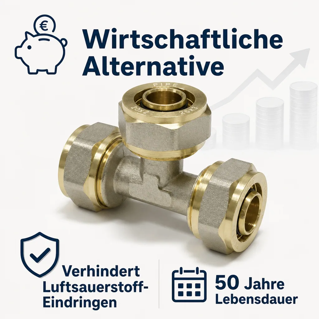 Schraubfitting T-Stück Mitte erweitert 20 x 2 - 26 x 3 - 20 x 2