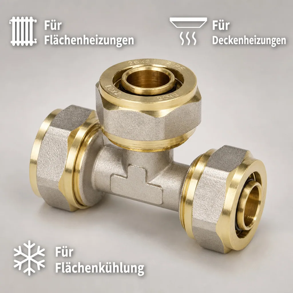 Schraubfitting T-Stück Mitte erweitert 20 x 2 - 26 x 3 - 20 x 2