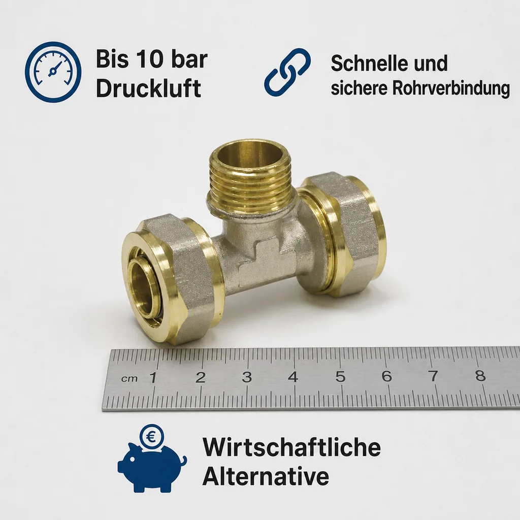 Schraubfitting T-Stück 32 x 3 - 1" AG - 32 x 3
