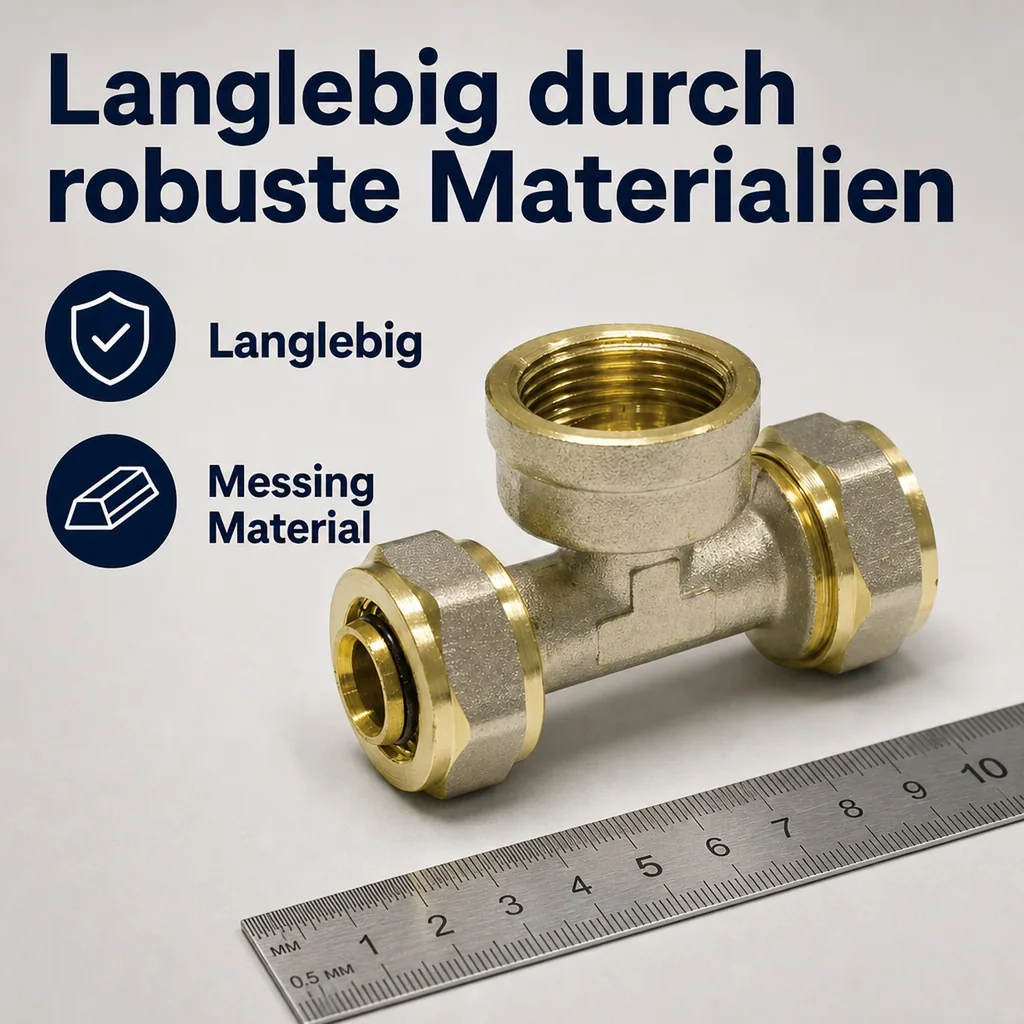 Schraubfitting T-Stück, 20mm, 1/2 Zoll IG, Heizung, Installation