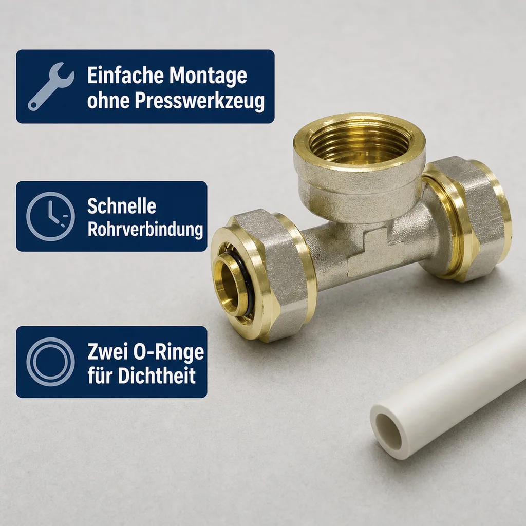 Schraubfitting T-Stück 20 x 2 - 3/4" IG - 20 x 2