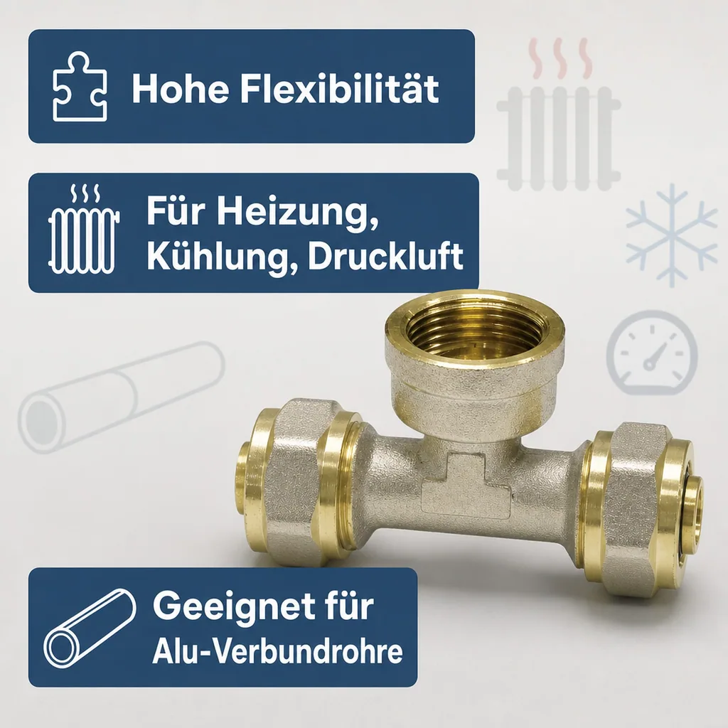 Schraubfitting T-Stück 32mm, Heizung, Installation