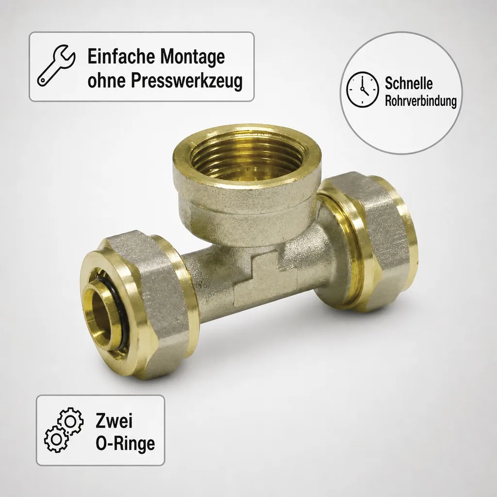 Schraubfitting T-Stück 32 x 3 - 1" IG - 32 x 3