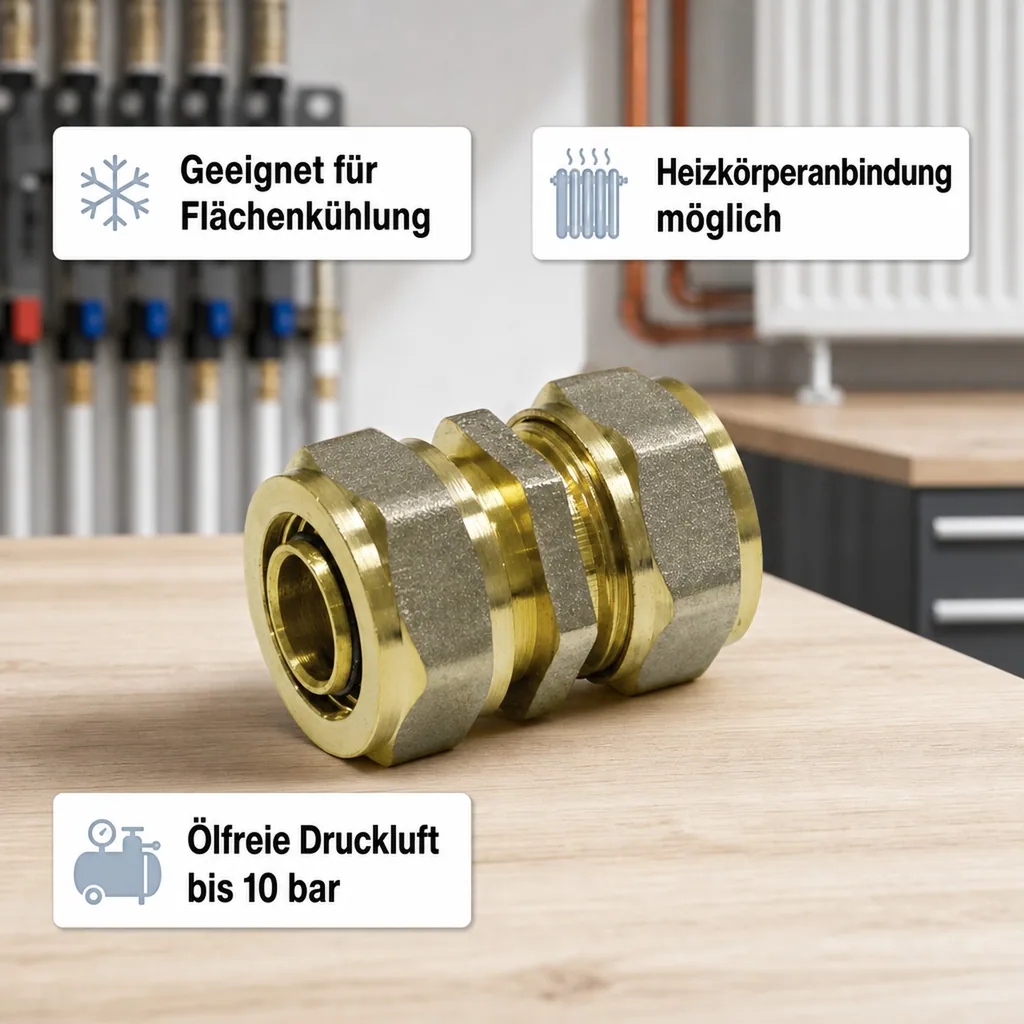 Schraubfitting Kupplung 26mm, ohne Pressen, DVGW Fitting