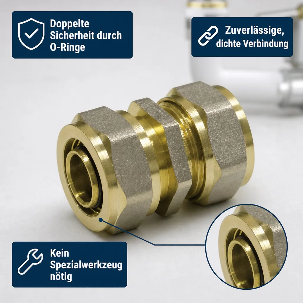 Schraubfitting Kupplung 26mm, ohne Pressen, DVGW Fitting