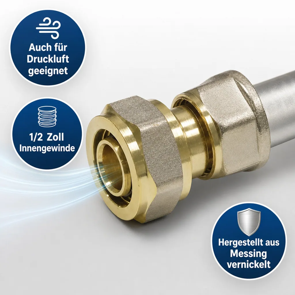 Kupplung 16mm, Schraubfitting, Kupplung Innengewinde 16 x 2 - 1/2 IG