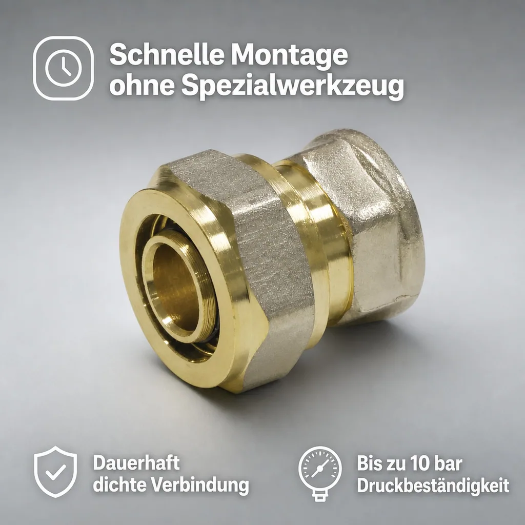 Kupplung 16mm, Schraubfitting, Kupplung Innengewinde 16 x 2 - 1/2 IG