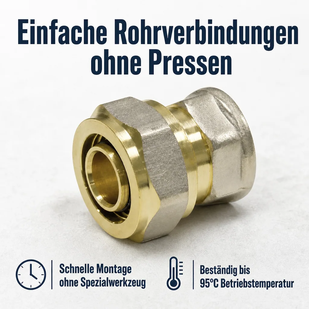 Schraubfitting, Kupplung 16mm, 3/4 IG, für Verbundrohr, ohne Pressen