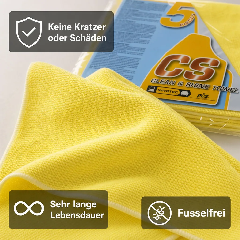INNOTEC Clean and Shine Towels gelb Poliertuch 5 Stck Packung