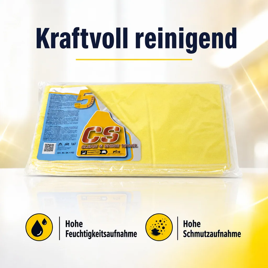 INNOTEC Clean and Shine Towels gelb Poliertuch 5 Stck Packung