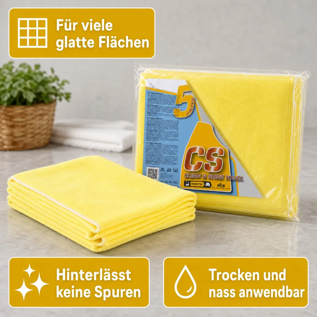 INNOTEC Clean and Shine Towels gelb Poliertuch 5 Stck Packung