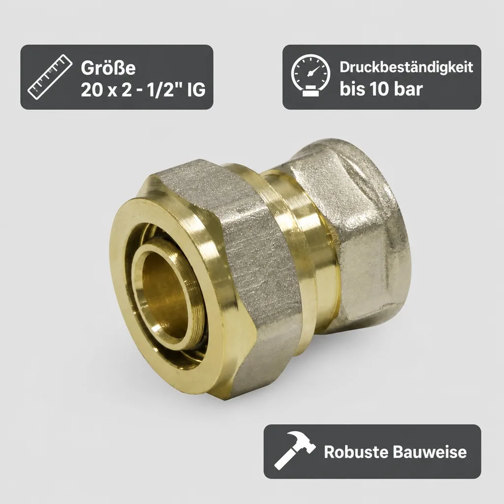 Schraubfitting Kupplung 20mm, Innengewinde, Heizung, Trinkwasser
