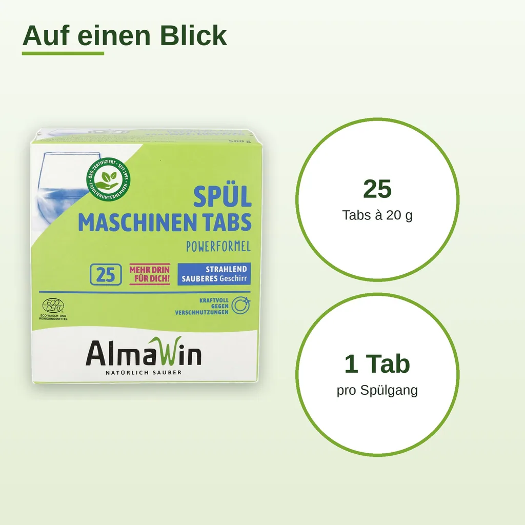 ALMAWIN Spülmaschinen Tabs 25 Stück extra stark & extra glänzend