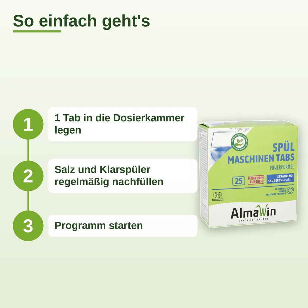 ALMAWIN Spülmaschinen Tabs 25 Stück extra stark & extra glänzend