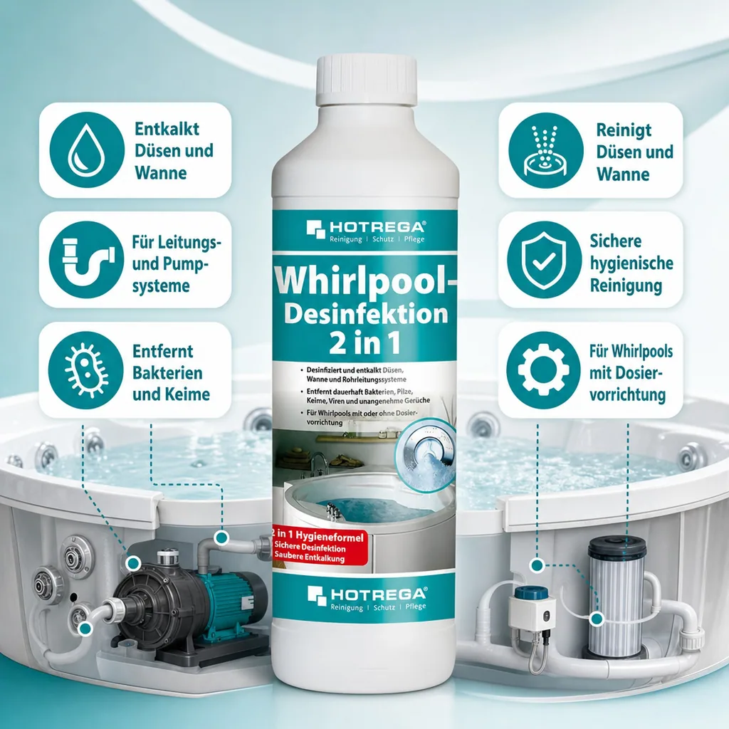 HOTREGA Whirlpool-Desinfektion 2 in 1 Konzentrat 500 ml Flasche