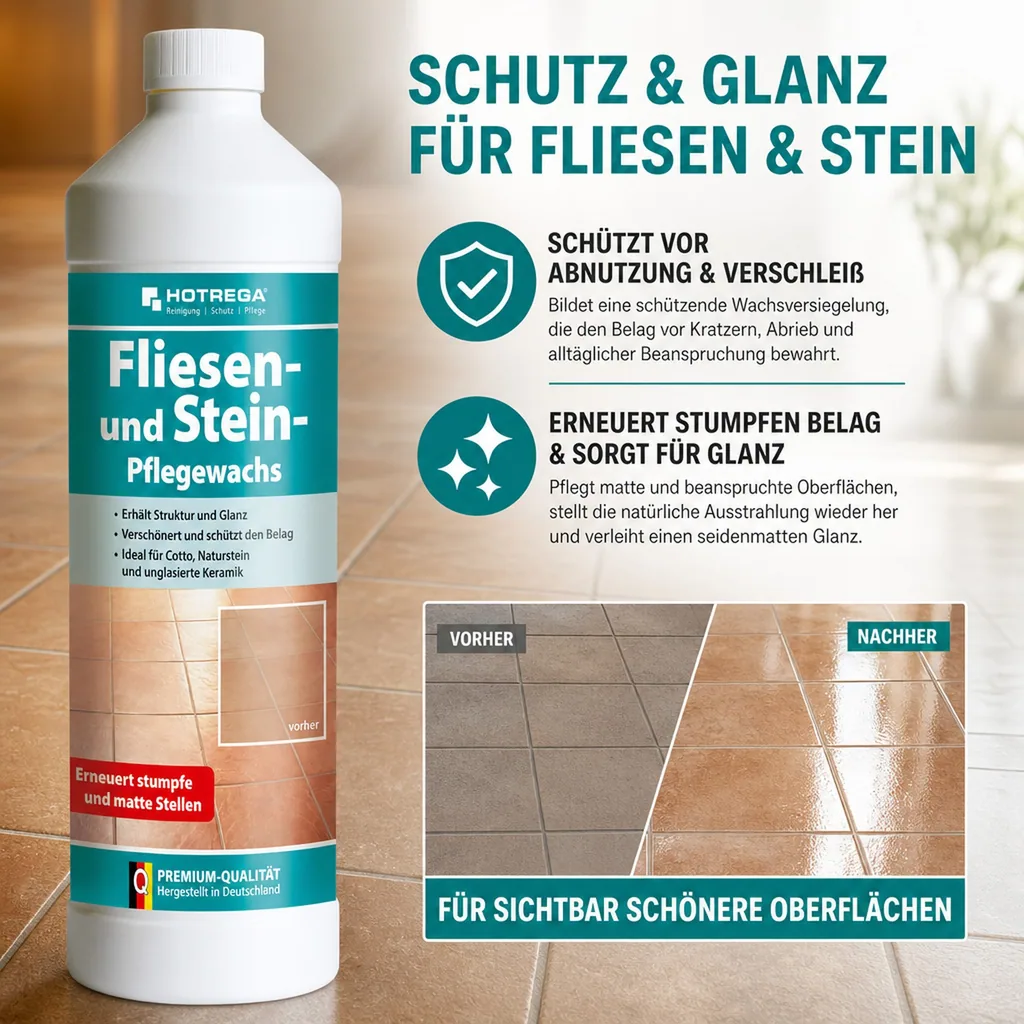 HOTREGA Fliesen und Stein Pflegewachs 1 Liter Konzentrat