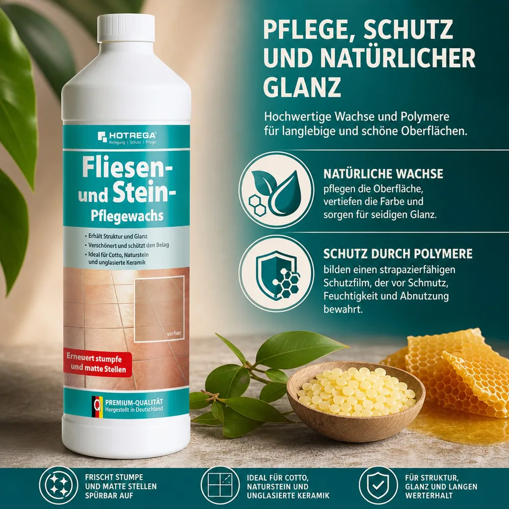 HOTREGA Fliesen und Stein Pflegewachs 1 Liter Konzentrat
