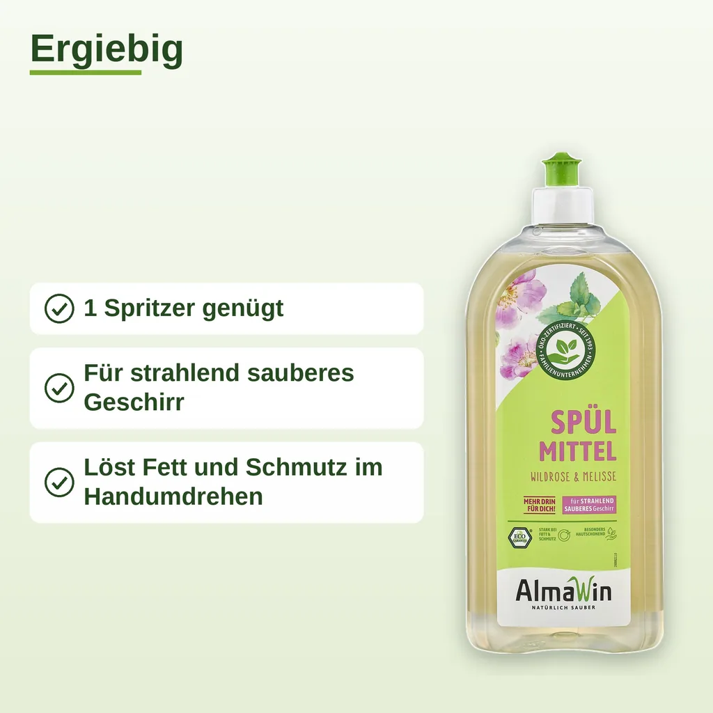 ALMAWIN Spülmittel Wildrose Melisse 1 Liter