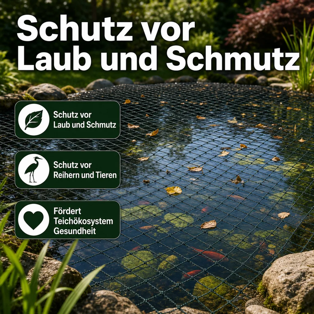 Teichschutznetz 2x10m (20m²), Teichnetz, Laubschutznetz für Teich