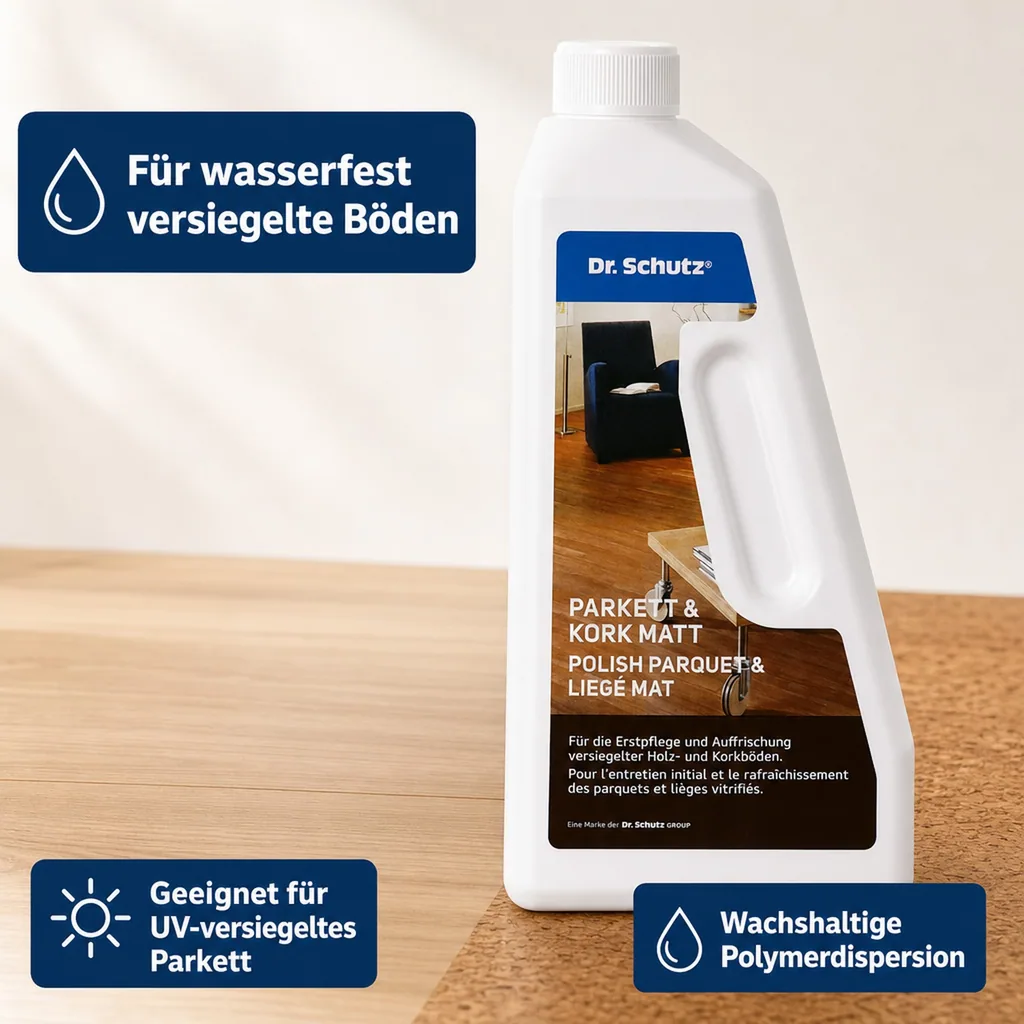 DR. SCHUTZ Parkett & Kork Matt 750ml reicht für ca. 30m²
