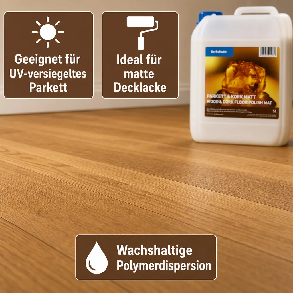 DR. SCHUTZ Parkett & Kork Matt 5 Liter reicht für ca. 200m²