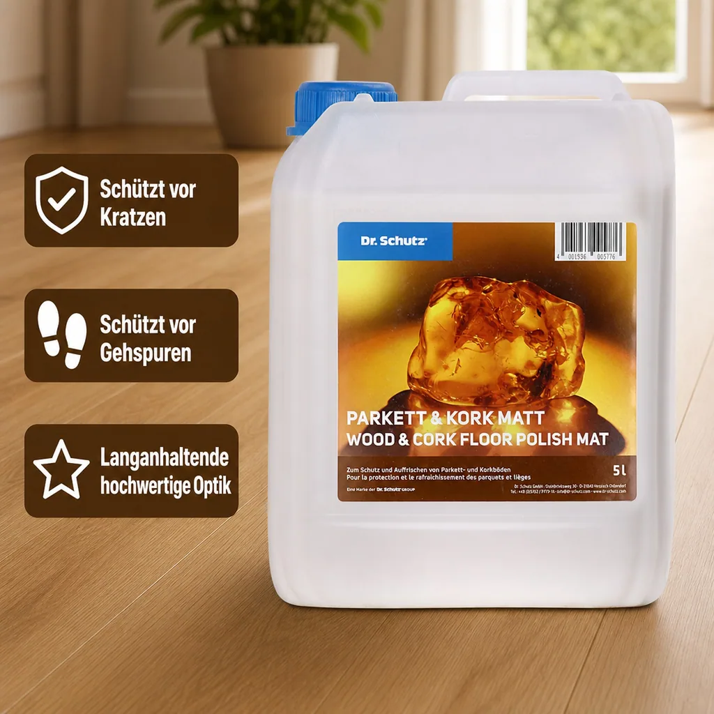 DR. SCHUTZ Parkett & Kork Matt 5 Liter reicht für ca. 200m²